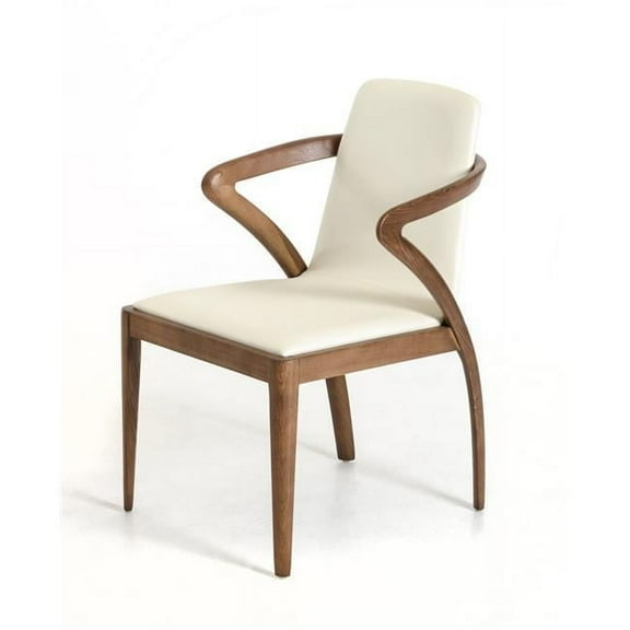 Modern Dining Chair - Walnut & Cream