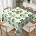 thumbnail image 2 of St. Patrick''s Day Tablecloth 52x52 Inch Square Watercolor Shamrock Table Cloth Washable Wrinkle Resistant Rustic Lucky Green and White Table Cover for Holiday Party Dinner Decor, 2 of 5