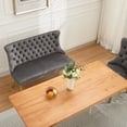thumbnail image 3 of CQSXDA Velvet Double Dining Loveseat Bench, 2-Seat Tufted Design with Gold-Plated Steel Legs for Modern Spaces, Gray, 3 of 13