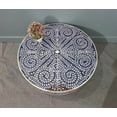 thumbnail image 4 of Bone Inlay Round Coffee Table with Brass Base | Handmade Floral Inlay Center Table | Boho Living Room Furniture | Indian Accent Table, 4 of 5