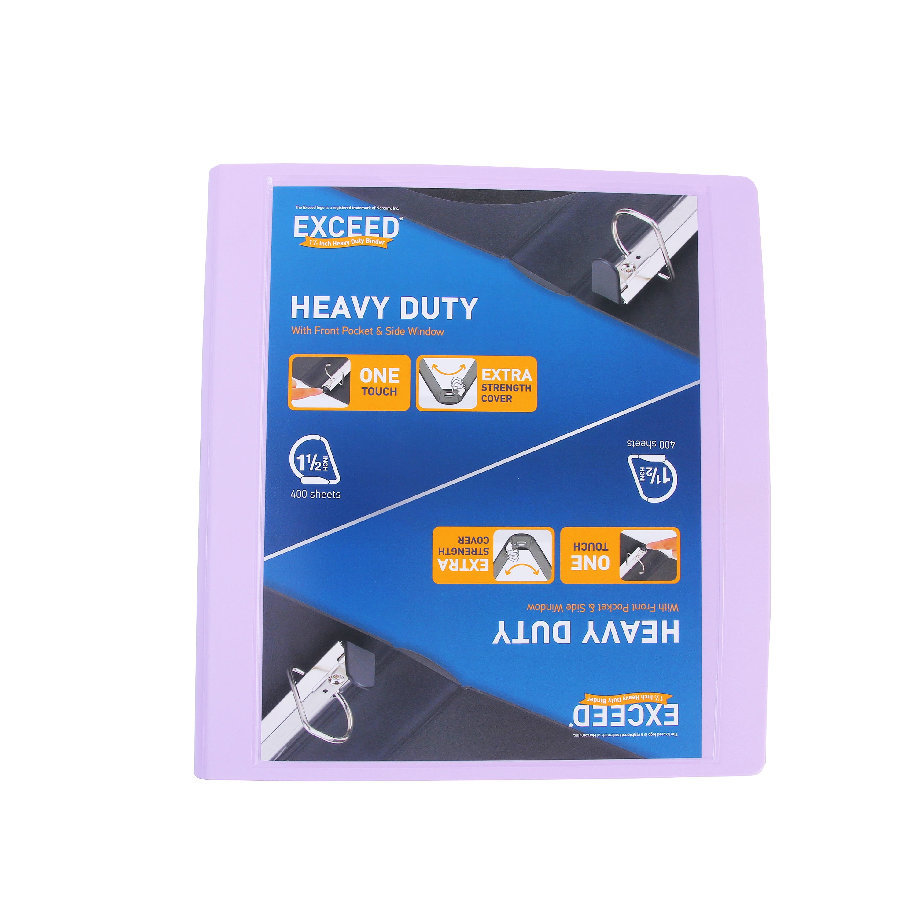 Exceed 3-Ring Heavy Duty Binder, 1.5” Lilac Glaze, Slant
