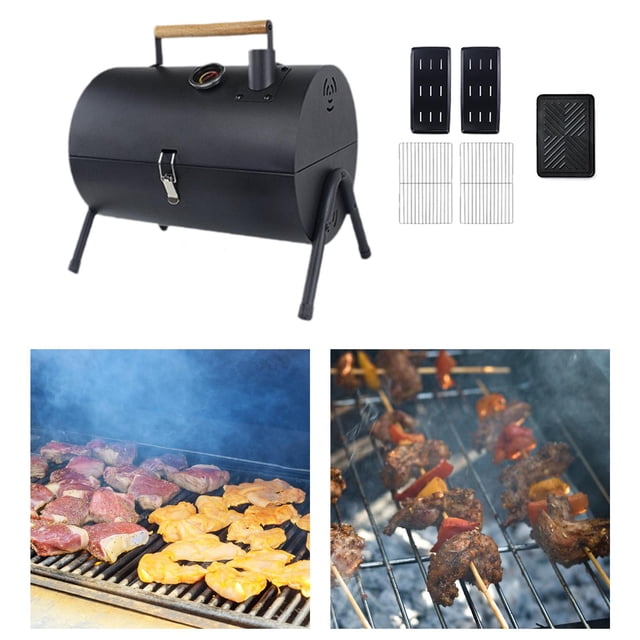 Parrilla de barbacoa, parrilla de carbón, soporte para parrilla, parrilla de calentamiento rápido, parrilla de mesa para fiesta en la playa, Camping, Negro