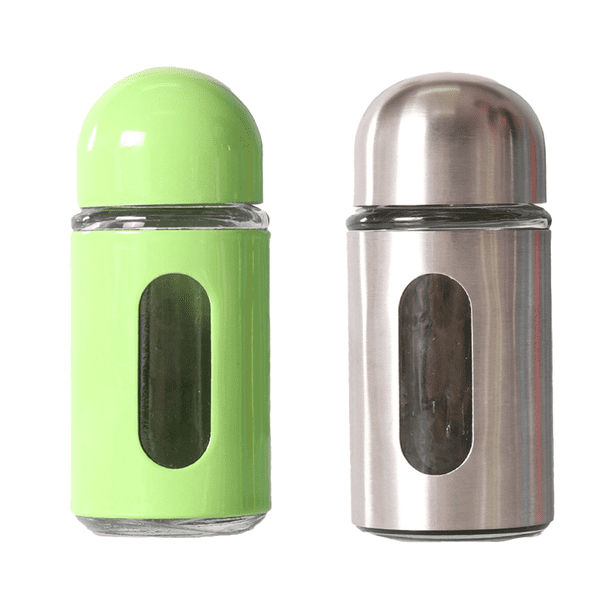 2 uds botella de condimento acero inoxidable pimienta poroso-verde + Color acero inoxidable MFZFUKR CPB-US-YYM541-3