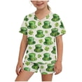 thumbnail image 2 of Conjuntos de blusas y camisas de manga corta con cuello en V para niños, conjunto informal de blusa y pantalones cortos de manga corta con cuello en V y estampado de colores para el Día de San Patrici, 2 of 7