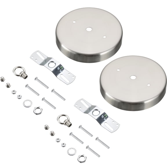 Aspen Creative 21505-22 Brushed Nickel Contemporary Chandelier Fixture Canopy Kit, 5-1/8" Diameter with Loop, 7/16" Center Hole, 2 Sets/Pack