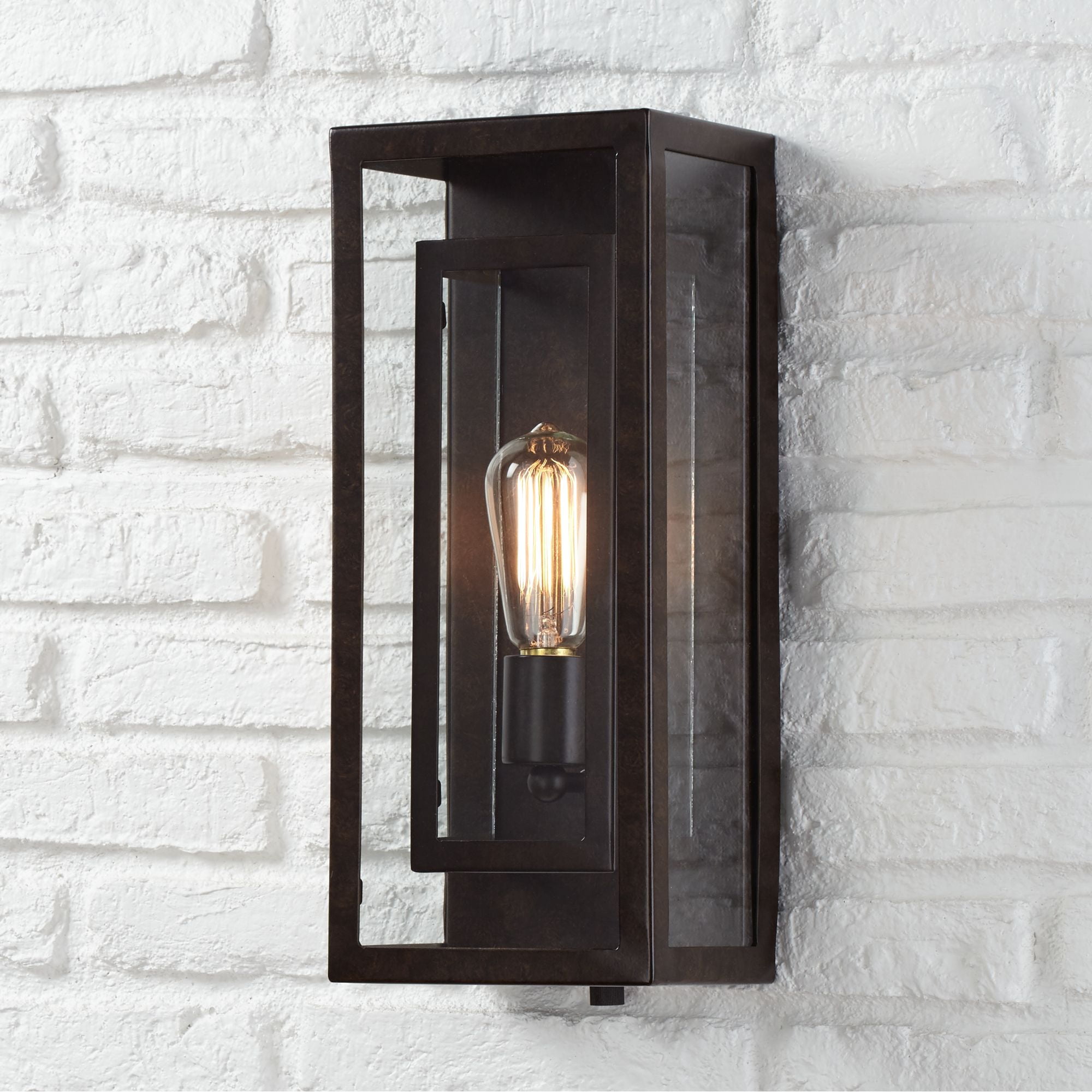 Possini Euro Design Modern Outdoor Wall Light Fixture Bronze Double Box 15 1 2 Clear Glass Exterior House Deck