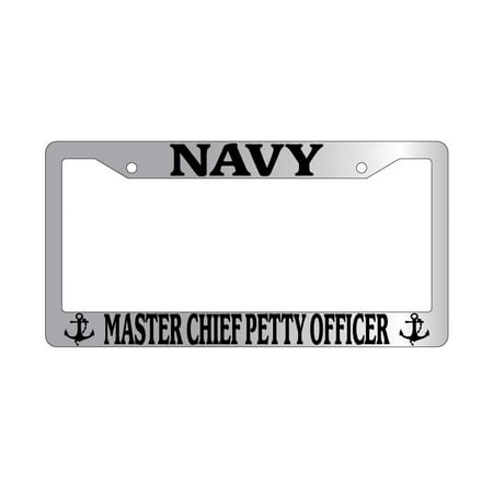 Chiefs Plastic License Plate - Navy Master Chief Petty Officer Chrome Plastic License Plate Frame