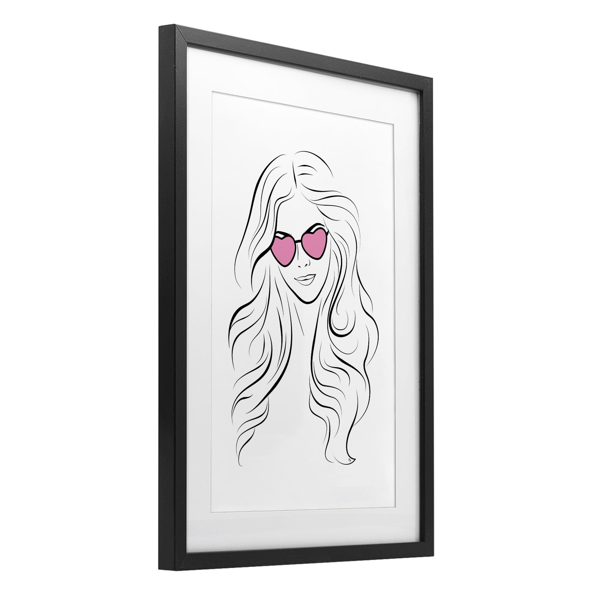 Stupell Industries Leila Pink Heart Sunglasses Black Framed Print Under Glass, design by Martina Pavlova
