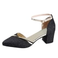 thumbnail image 2 of AZZAKVG Womens Low Mid Square Heel Ankle Strap Sandal Office Ladies Pointed Toe Shoes Chunky Heels, 2 of 8