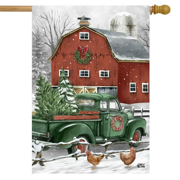 Briarwood Lane Christmas on the Farm House Flag