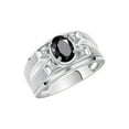 thumbnail image 3 of RYLOS Men's Rings Sterling Silver Rings Classic Designer Style 8X6MM Oval Gemstone &  Diamond Ring Onyx October Birthstone Rings For Men Size 10, 3 of 7