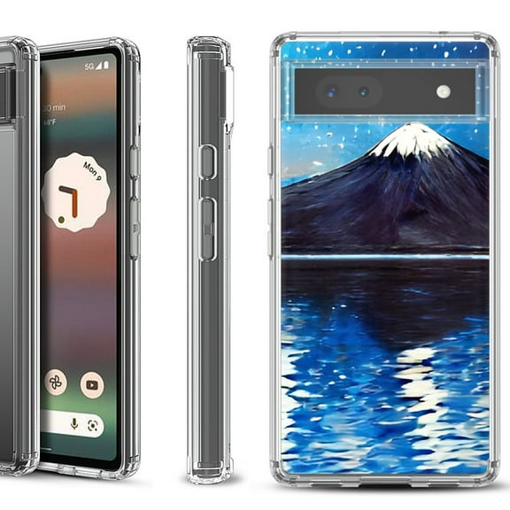 Shockproof Bumper Phone Case for Google Pixel 6a, by OneToughShield ® - Starry Night Fuji