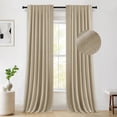thumbnail image 5 of 100% Blackout Curtains 2 Panels Set, Thermal Insulated Linen Textured Blackout drape for Bedroom, Back Tab/Rod Pocket Curtains, Natural Flax W50" X L96", 5 of 5