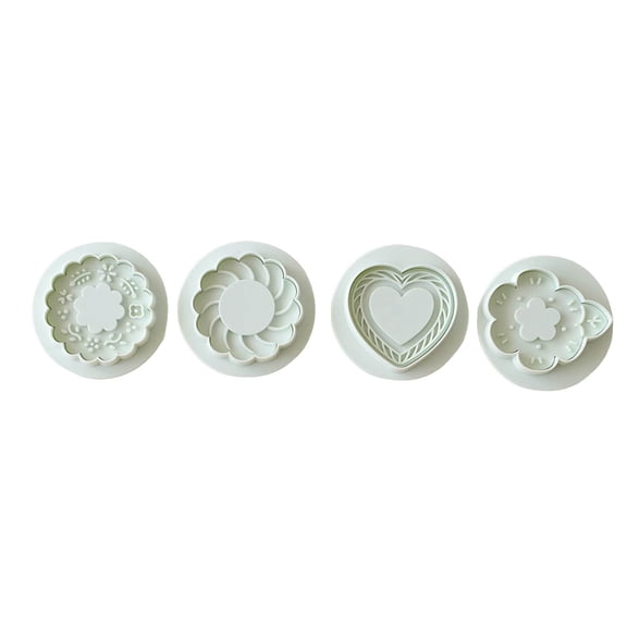 Cookie Stamps Set of 4, Cookie Press Mold, Decorating Supplies for DIY Baking, Cake, Pastry, Easy to Use-Flower Heart