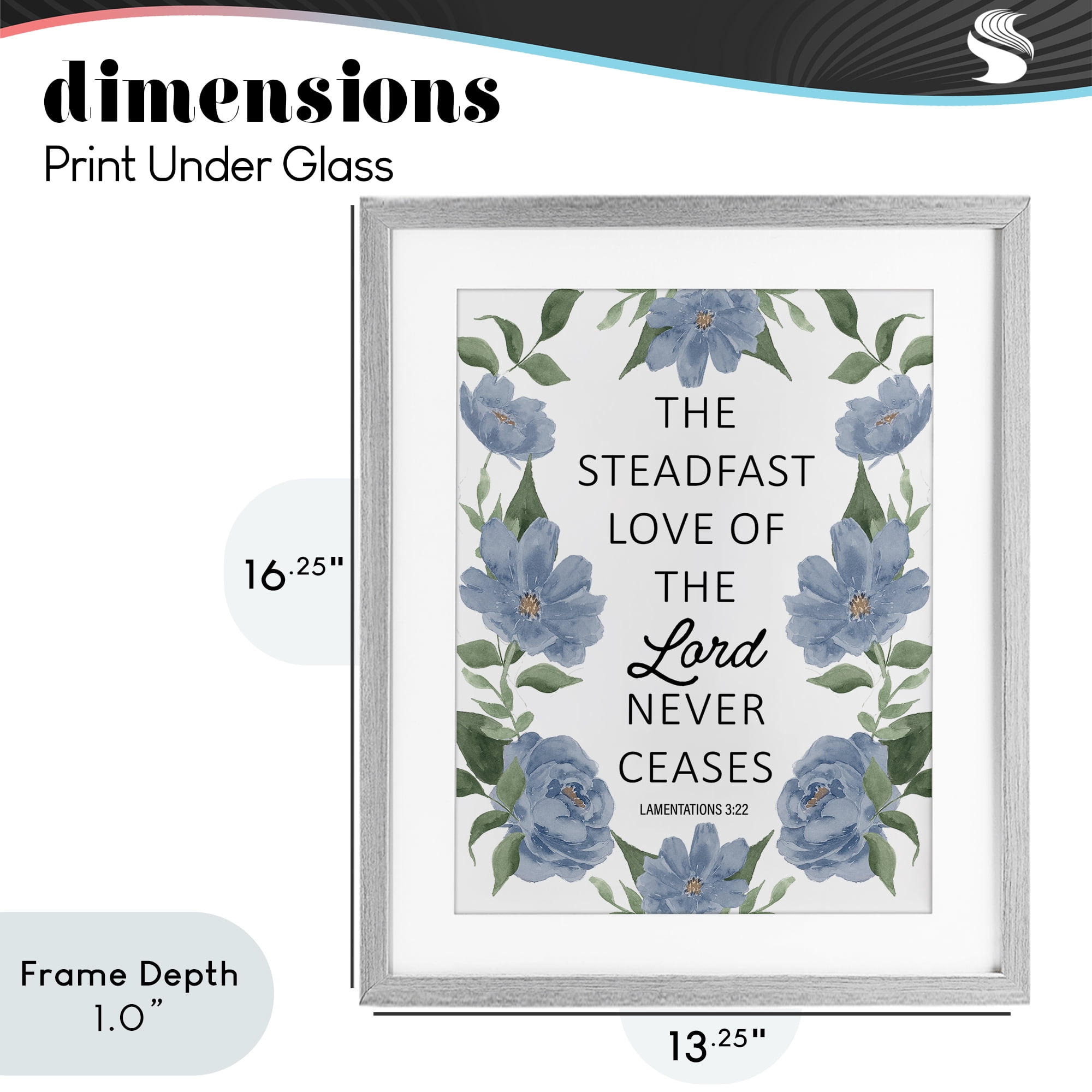 Stupell Industries Steadfast Love Of The Lord Gray Framed Print Under Glass, design by Lucille Price