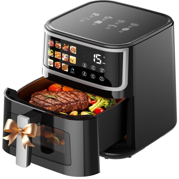 Air Fryer, LED Digital Color Display with Easy-View Window, 9QT for 4-6 People, 1700W Powerful Heating, Nonstick & Dishwasher Safe Frying Basket, 85% Less Oil