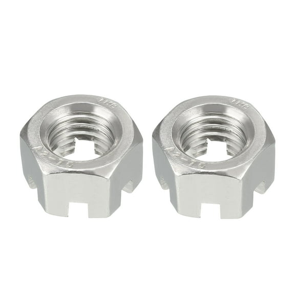 M14 x 2mm Pitch 304 Stainless Steel Slotted Hex Nuts Pack of 2