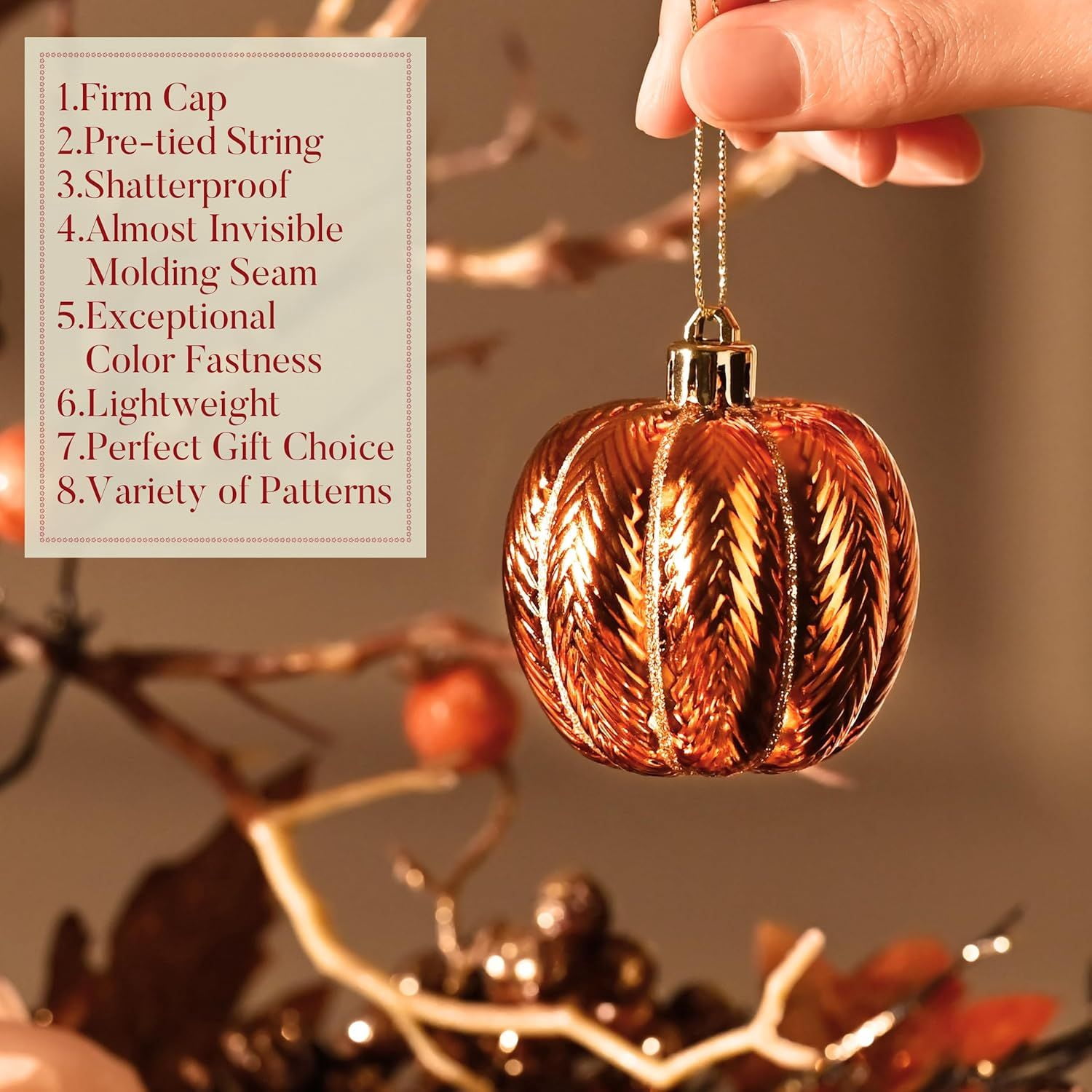 Autumn Christmas Tree Ornaments Set Hello Fall with Acorns Squirrels Pumpkins