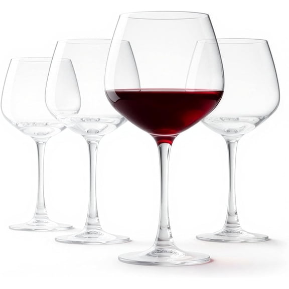 Stemmed Red Wine Glasses, 20 oz., Dishwasher-Safe, 4-Piece Set