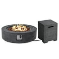 thumbnail image 6 of VENTOPYR 40.5-inch Outdoor Propane Fire Pit Coffee Table w Concrete Round Base Patio Heater, 50,000 BTU Stainless Steel Burner, Free Lava Rocks, Rain Cover, Tank Cover, Gray, 6 of 6