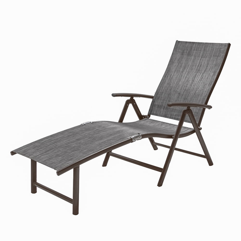 Crestlive Products Dark Gray Outdoor Lounge Chair Aluminum Folding