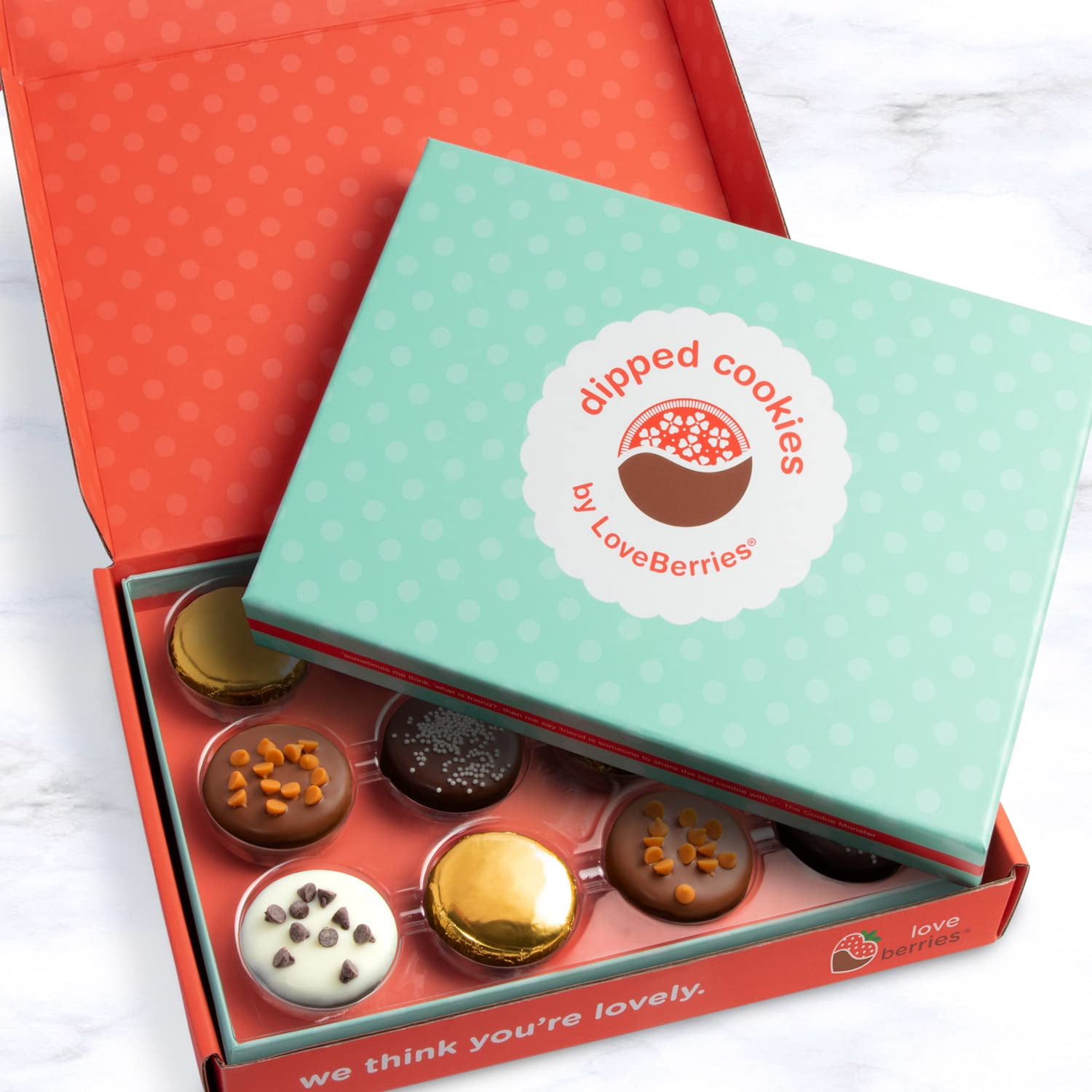 CY Chocolate Deluxe Chocolate Dipped Sandwich Cookies Gift Box , 12 Sandwich Cookies