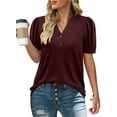 thumbnail image 2 of ONLYSHE Womens Summer V Neck T Shirts Casual Basic Short Sleeve Loose Fit Blouse Tops, 2 of 5