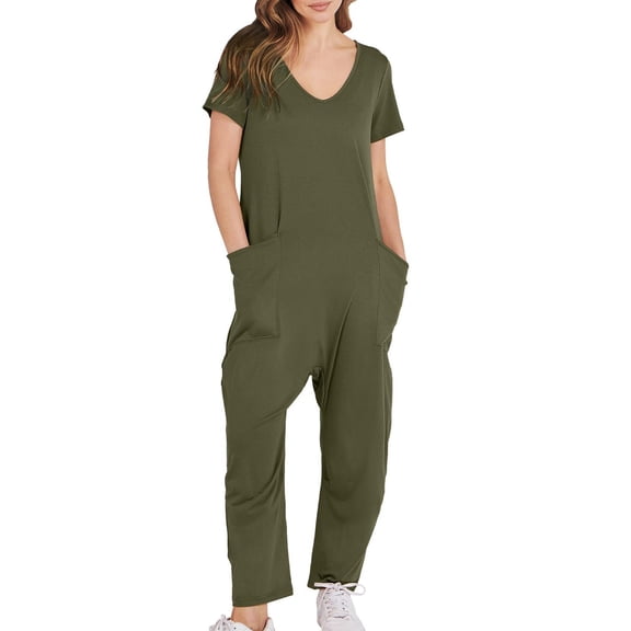 Women's Jumpsuit Soft Fabric Casual Loose Short Sleeve Spring Summer Autumn Daily Wear