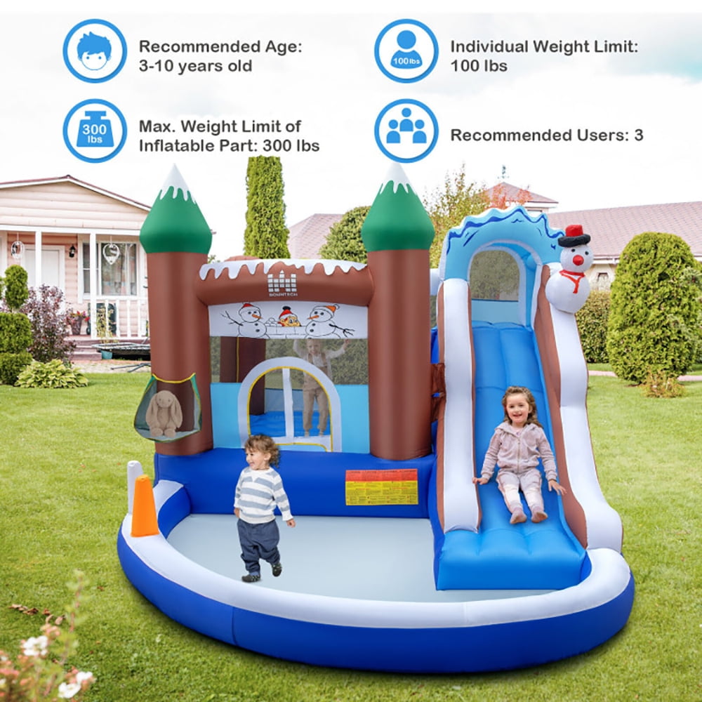 Aimee Lii 6-in-1 Winter Theme Snowman Inflatable Castle with Slide and Trampoline without Blower, Playhouse for Kids Outdoor Aimee Lii 6-in-1 Winter Theme Snowman Inflatable Castle with Slide and Trampoline without Blower, Playhouse for Kids Outdoor
