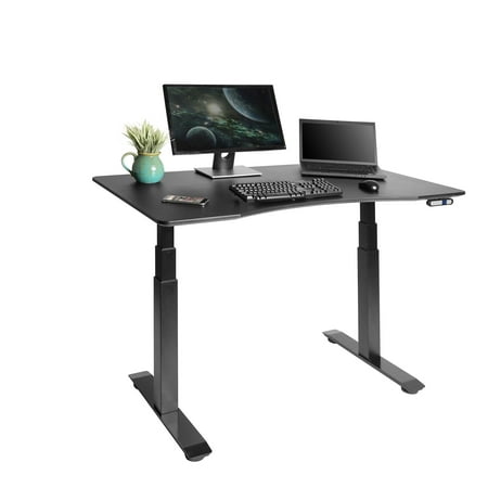 Seville Classics AIRLIFT S3 Electric Height-Adjustable Standing Desk with Ergo Table Top with Beveled Bottom Edges, 54
