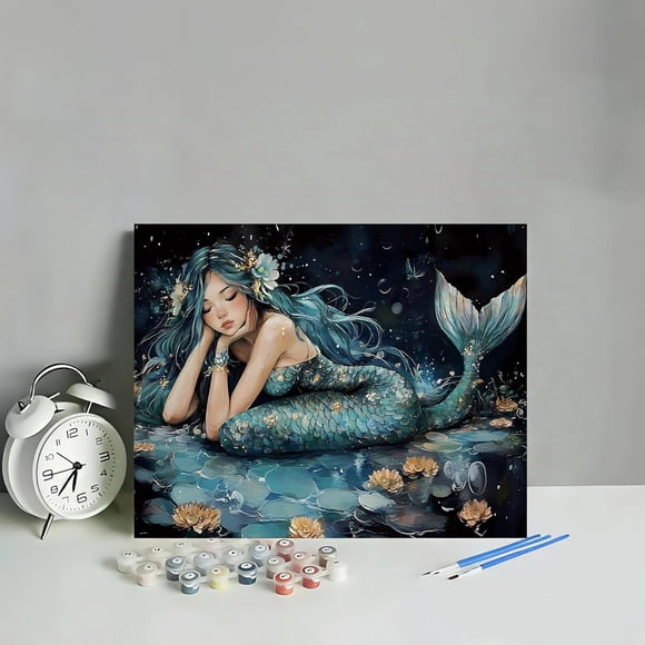 Adult paint-by-number kit, mermaid theme, 40*50cm, frameless.,Color-1
