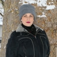 thumbnail image 3 of Luxury Fleece Pillbox Hat for Women Chemo Hat (Charcoal), 3 of 3