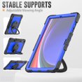 thumbnail image 5 of Case for Samsung Galaxy Tab S10+ Plus 2024/S9 FE+ Plus 12.4 inch, 360 Rotating Stand Handle Pencil Holder Shoulder Strap Heavy Duty Shockproof Cover, Dark Blue PC, 5 of 7
