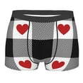 thumbnail image 4 of Goofa Heart Black Buffalo Plaid Gingham Printed Men's Boxer Briefs Underwear, Moisture-Wicking Underwear, Trunk,Soft and Breathable Cotton Underwear-Large, 4 of 9