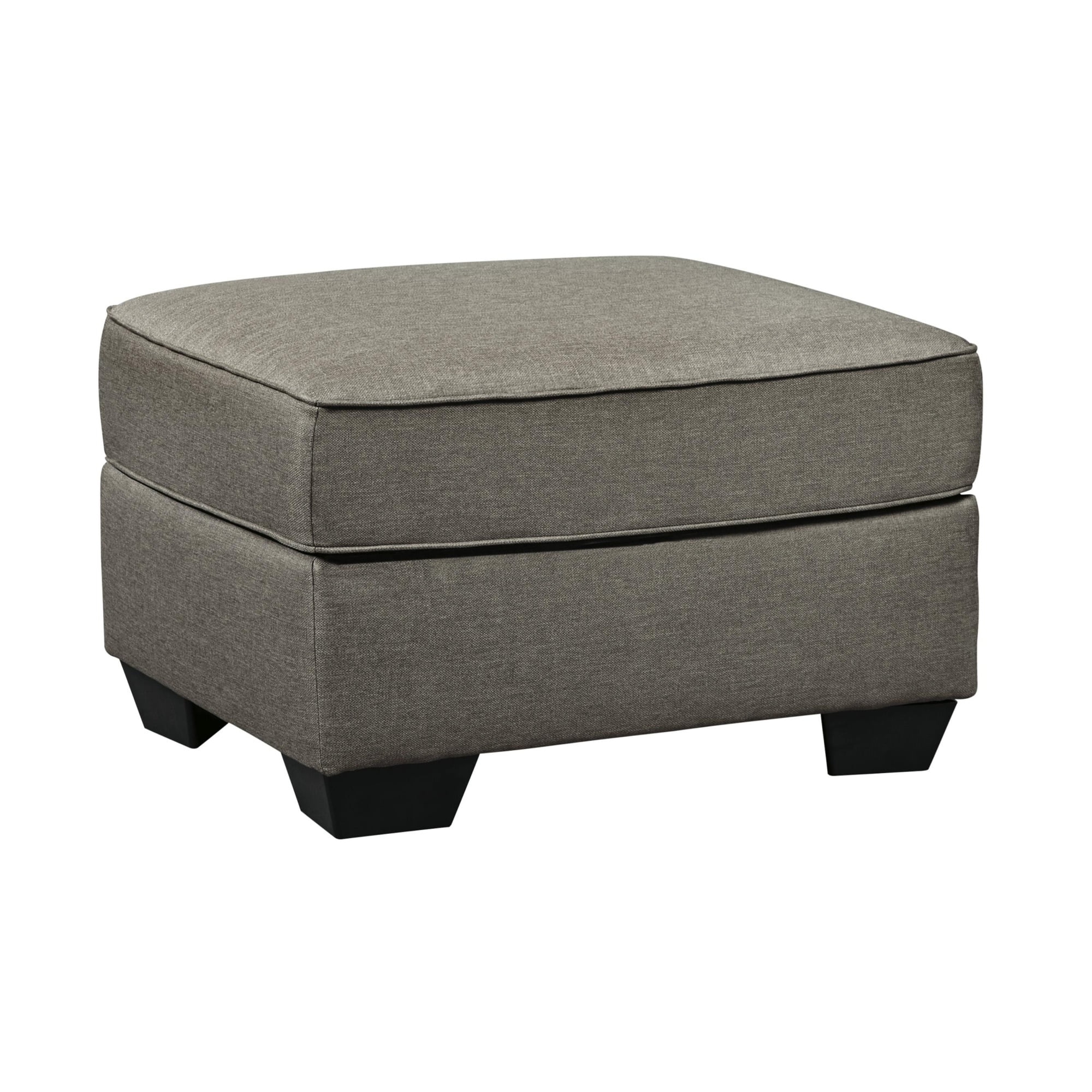 Rectangular Fabric Upholstered Ottoman with Tapered Block Legs, Gray