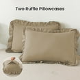 thumbnail image 3 of BedDecor 100% Egyptian Cotton Ruffle Trim Fringe Duvet Cover Set: Elegance with a Delicate Touch |Oversize King, Taupe, 3 of 5