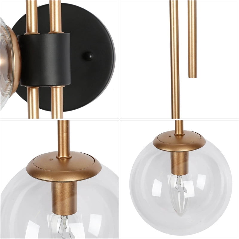 LNC Nako 12-in W 3-Light Matte Gold and Matte Black Modern Wall Sconce,30"Hx10"D