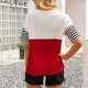 thumbnail image 4 of Guardurnaity Camisa de manga corta con cuello y estampado de rayas para mujer Prendas para la parte del cuerpo Vino rojo M Guardurnaity AP001245-22, 4 of 6
