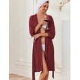 thumbnail image 3 of Ekouaer Robes for Women Knee Length Kimono Bathrobe Lightweight 3/4 Sleeve Sleepwear soft Loungewear with Pockets, 3 of 6