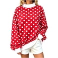 thumbnail image 3 of Tqcoqu Womens Mock Neck Sweatshirts Oversized Pullover Fall Outfits, Polka Dot Contrast Trim Long Sleeve Casual Loose Pullover Top, 3 of 10