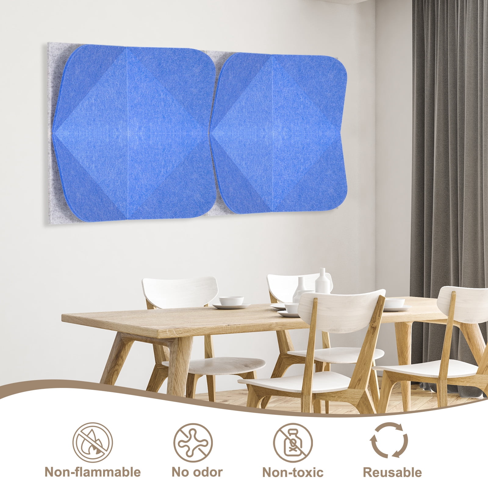 DOLLAR BOSS 8 Pcs Felt Cork Board Tiles, Felt Pin Board Notice Boards, Self Adhesive DIY Bulletin Board Blue Leaf Design Decoration Pin Board for Office Home Wall Decor Stickers Memos Photos Display