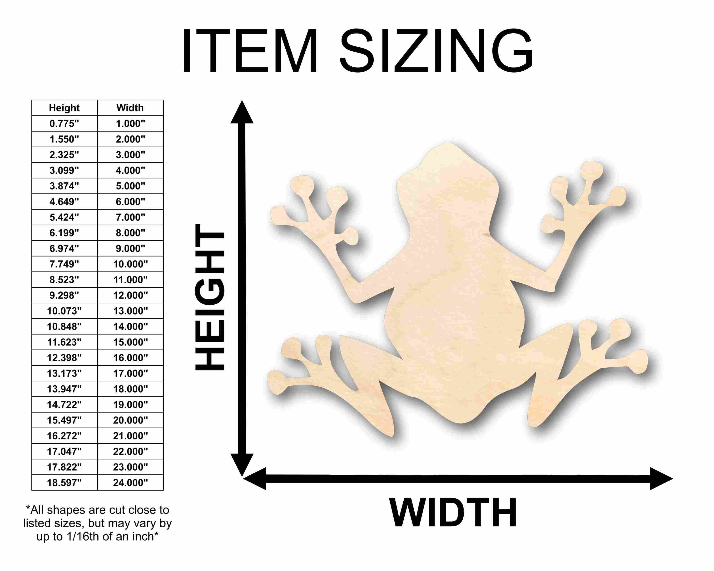 Frog - Laser Cut Out Unfinished Wood Craft Shape FRG13 Frog - Laser Cut Out Unfinished Wood Craft Shape FRG13
