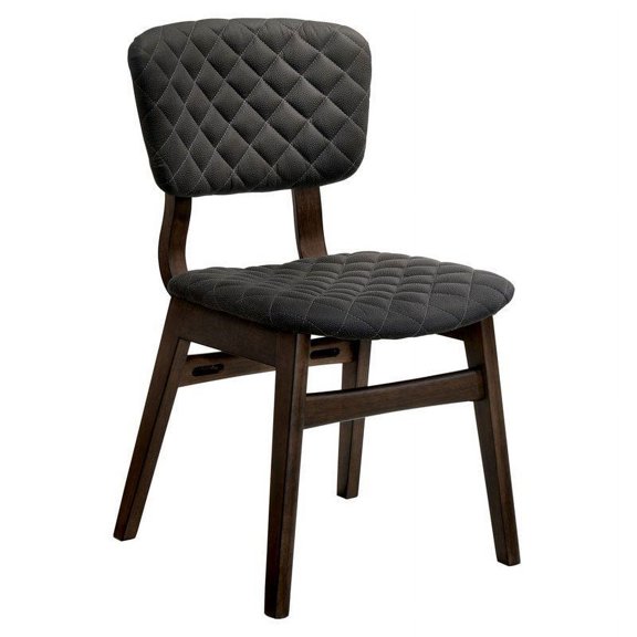 Furniture of America Jaykub Mid-century Fabric Side Chair in Walnut (Set of 2)