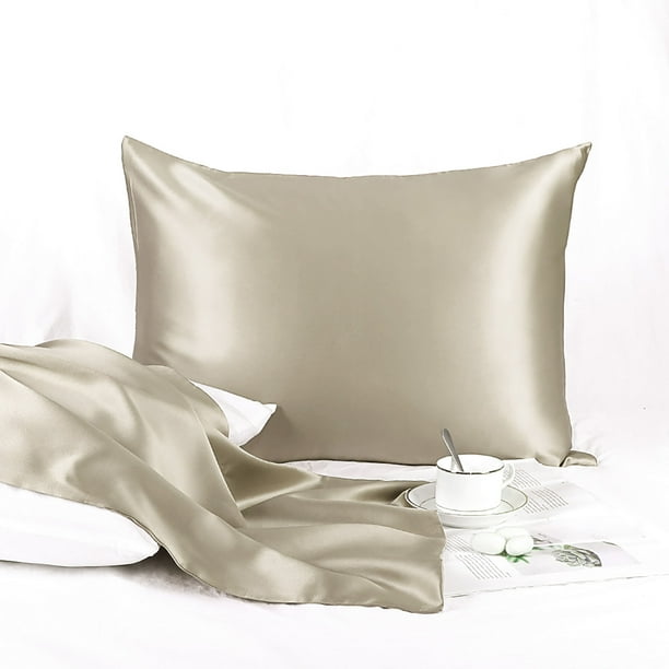 Set of 2 Silk Pillowcase for Skin Both Sides 25 Momme Silk Taupe
