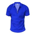 thumbnail image 3 of Krdevn Men's Shirt Summer Outfits Casual Zipper Up Short Sleeve Shirt Suit for Men Tops,XL, 3 of 5