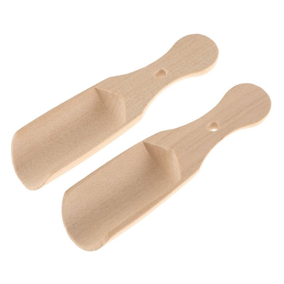 FOMIYES 2pcs Wooden Bath Salt Scoop Teaspoon Small Salt Shovel Milk Powder Scoops (Type C)
