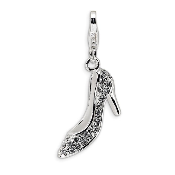 925 Sterling Silver Crystals From High Heel Necklace Pendant Charm