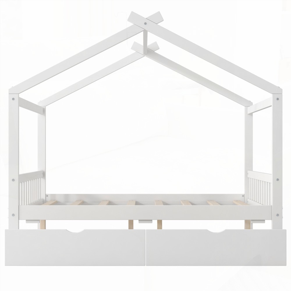 Bed with Storage Drawers & Roof Design - Full Size