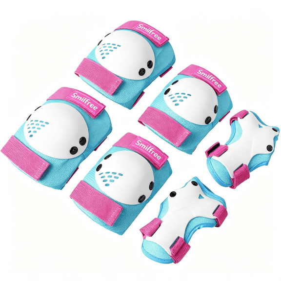 SMILFREE Kids Protective Gear Set,6PCS Adjustable Knee Pads Elbow Pads Wrist Guards for Youth & Children, Ergonomic Multi-Sport Protective Gear for Cycling Skateboarding Roller Skating Scooter