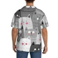 thumbnail image 3 of Lsque Cats Group print Men's Cuban Collar Short Sleeve Shirt Summer Beachwear Casual Button Down Fashionable Vacation Leisure Shirt-4X-Large, 3 of 7